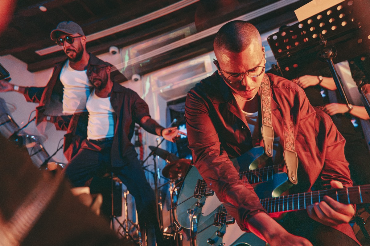 Guitar and vocals, close in