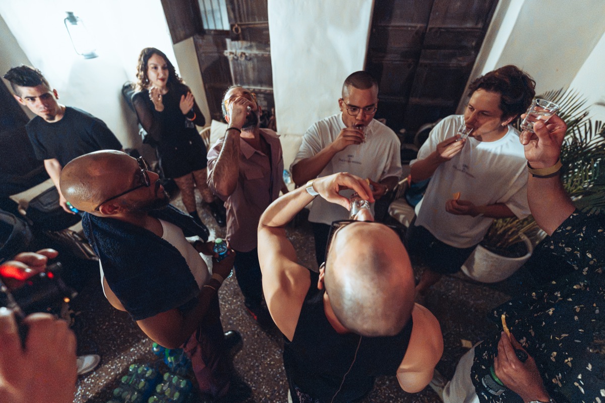 Drinks and a toast after the set